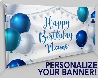 Personalized Custom Birthday 13oz Indoor/Outdoor Vinyl Banner: Multiple Sizes Available - Custom Happy Birthday Birthday Banner