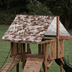 Heavy Duty 15 oz Custom Tan Camouflage Replacement Tarp \ Canopy for Outdoor Playset