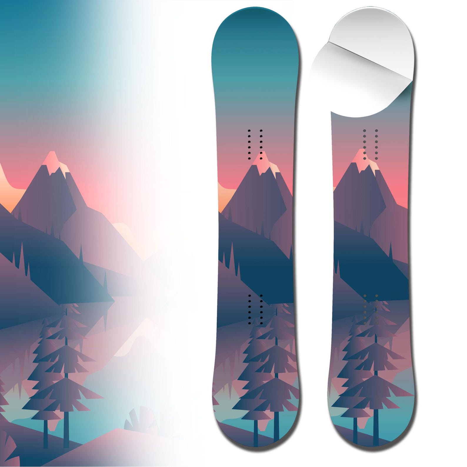 0020 Gradient Mountain Reflection Laminated Adhesive Vinyl Snowboard ...