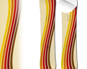 0042 Retro Swoosh Adhesive Vinyl Snowboard Wrap and Skin - Up to 65" x 14" -  Board NOT Included