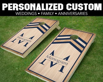 Two (2) 24"x48" Personalized Wedding Custom Family Monogram Cornhole Boards Wrap 0032. Board NOT INCLUDED