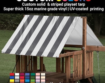 Custom 2-Color-11-Stripe Playset Tarp: Heavy Duty 15 oz for Playset Tarps and Swing Set Canopies