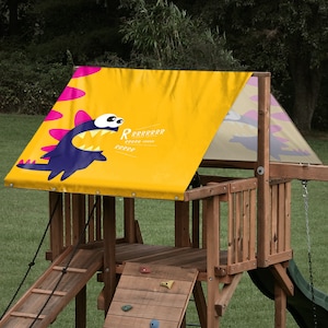 Heavy Duty 15 oz Custom Roaring Purple Monster Tarp \ Canopy for Outdoor Playset Tarp-52