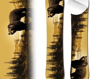 0037 Bear Mountain Sunset Adhesive Vinyl Snowboard Wrap and Skin - Up to 65" x 14" -  Board NOT Included
