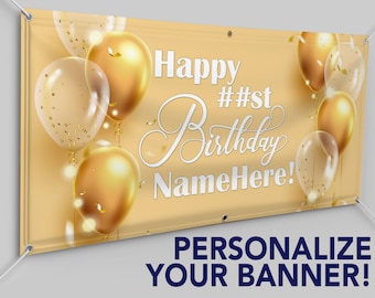 Customizable Birthday 13oz Indoor/Outdoor Vinyl Banner: Multiple Sizes Available