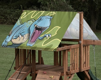 Heavy Duty 15 oz Custom Sized T Rex Dinosaur Replacement Tarp \ Canopy for Outdoor Playset