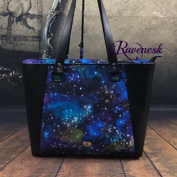 Aurora Tote Bag, galaxy purse, witchy handbag, structured tote, witchy tote,