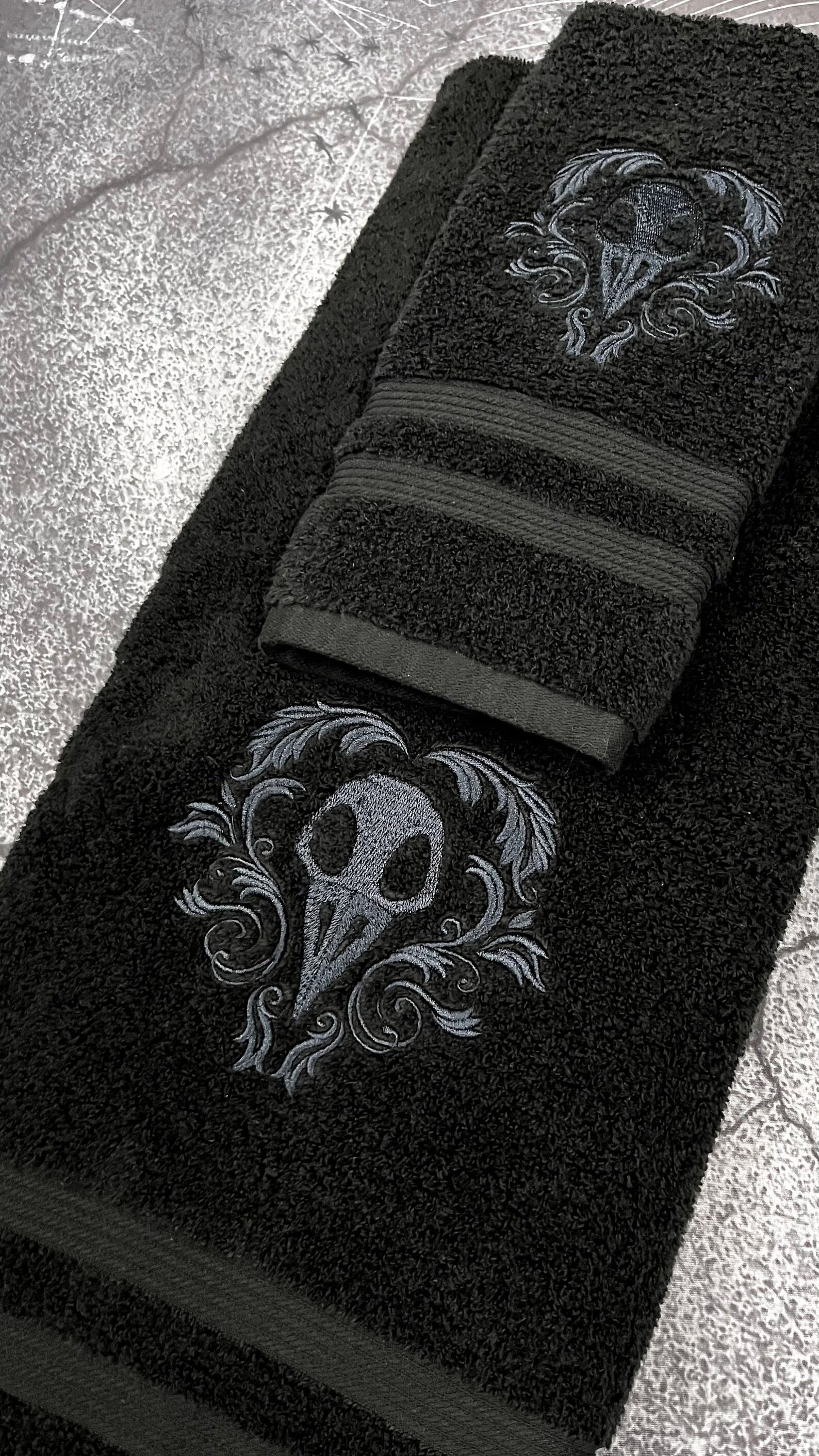 Bird Skull Bath Towel Set Gothic Bathroom Decor Witchy Etsy