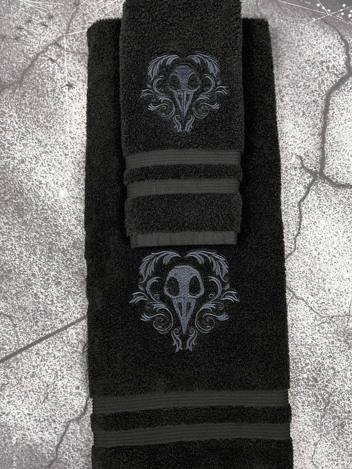 Bird Skull Bath Towel Set Gothic Bathroom Decor Witchy Etsy