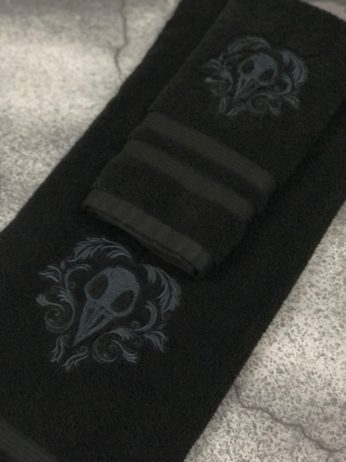 Bird Skull Bath Towel Set Gothic Bathroom Decor Witchy Etsy