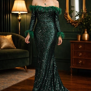 green sequin feather dress Short Sequin Feather Sweetheart Party Dress -PromGirl
