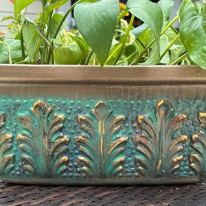 Vintage Italian Jardiniere Planter | Hand Finished Verdigris Patina | Old World Garden Decor