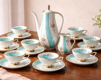 MCM Royal Winterling Bavaria Coffee Set | Turquoise & Gold German Porcelain