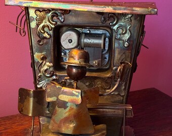 Escultura vintage de pianista de ragtime de los años 70 con caja de música, decoración caprichosa de salón para pianistas.