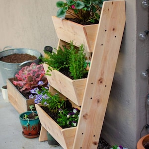 Vertical CEDAR Herb, Small Vegetable and Flower Garden