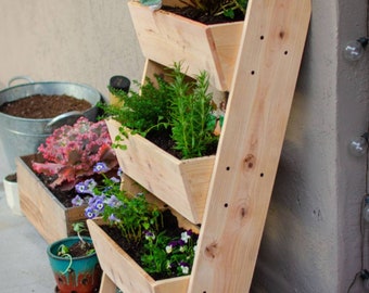 Vertical CEDAR Herb, Small Vegetable and Flower Garden