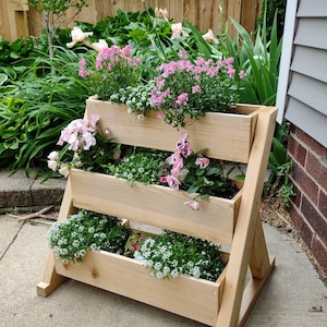 Tiered Vertical CEDAR Planter, 24 or 36 Inch Wide
