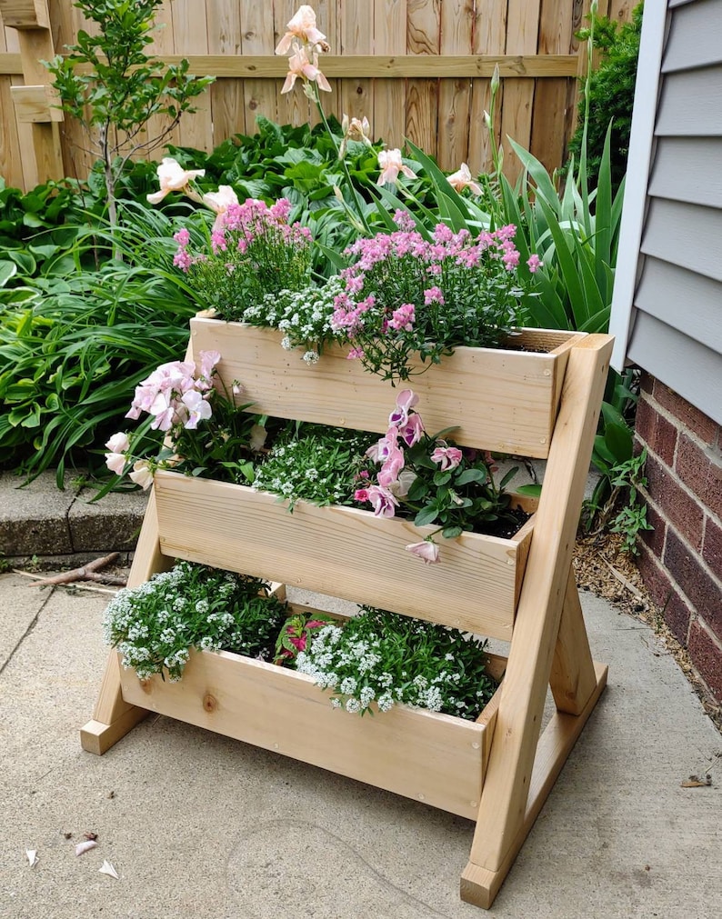 Tiered Vertical CEDAR Planter, 24 or 36 Inch Wide image 1