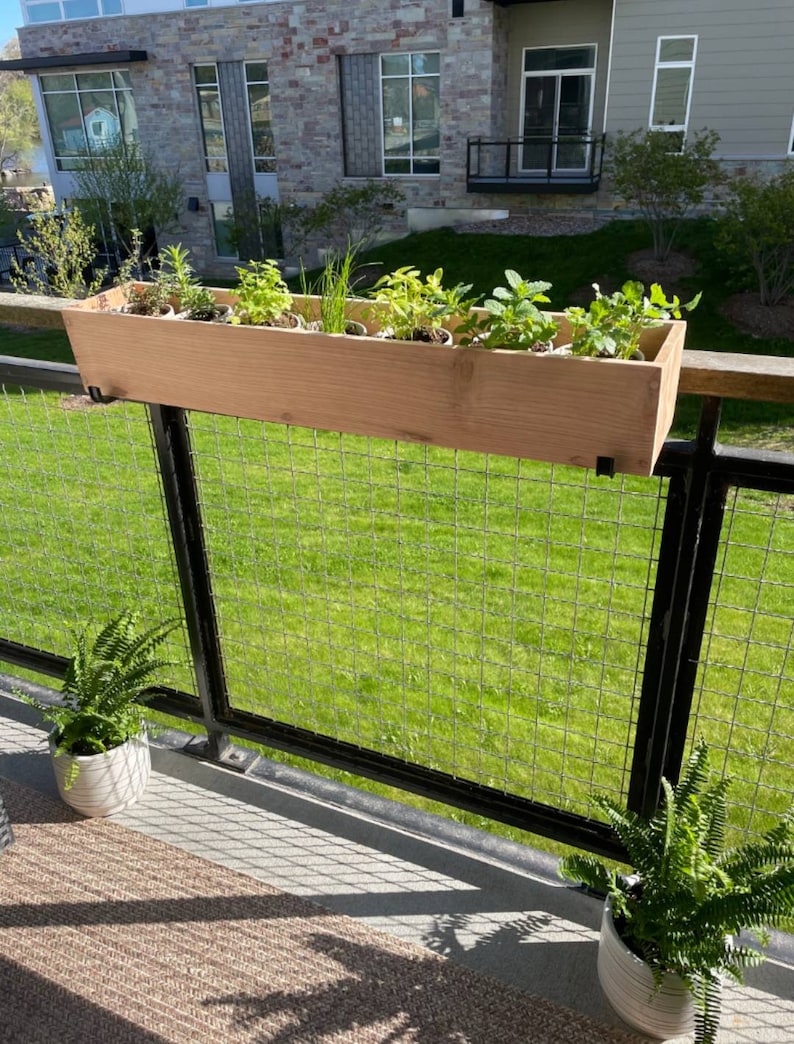CEDAR Railing Planter With Hangers for 3.56 Inch Rails Etsy