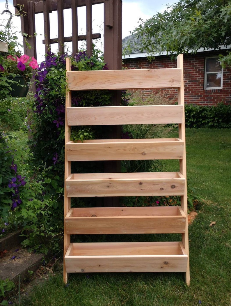 Vertical CEDAR Planter Box Ladder Many Sizes Etsy
