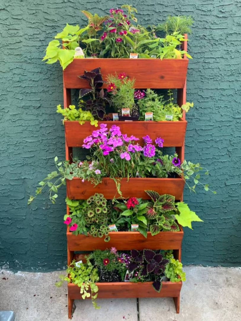 Vertical CEDAR Planter Box Ladder Many Sizes Etsy