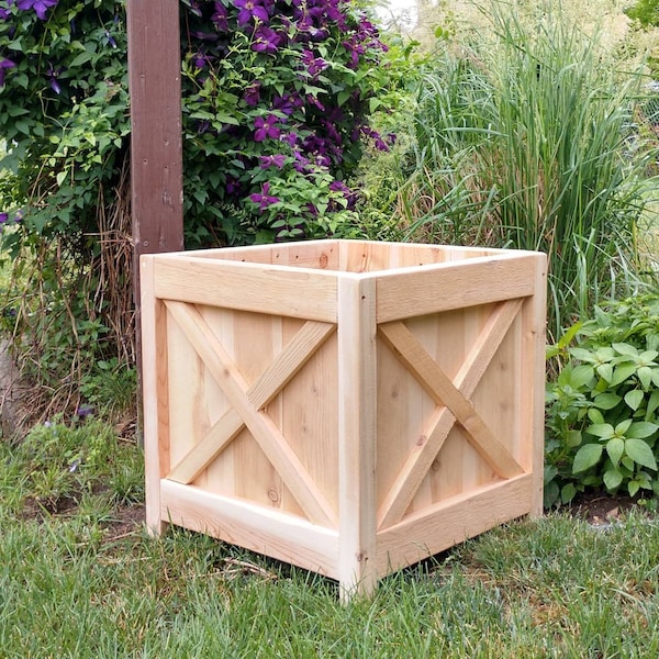 Square Cedar Planter Box Etsy