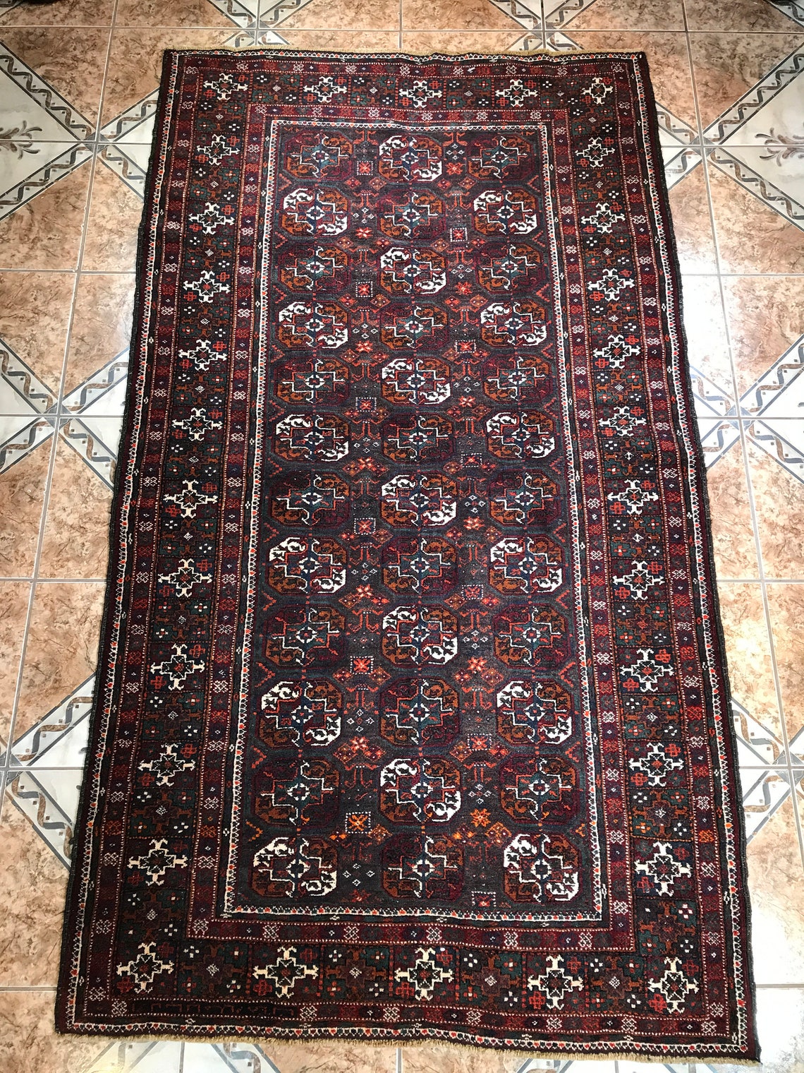 Semi Antique Afghan Bokhara Rug Tribal Home Decor Handmade Etsy