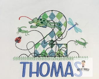 Summer Bugs birthday shirt, Boy Bug themed birthday shirt, Frogs birthday shirt, Bug hunter birthday shirt, Spring birthday shirt