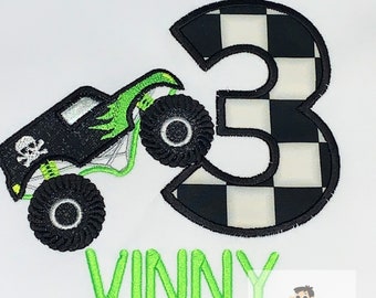 Boys Monster Truck birthday shirt, Racing trucks shirt, Big trucks derby outfit