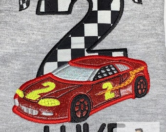 Boys Race car birthday shirt, Red racing car shirt, Boys race outfit