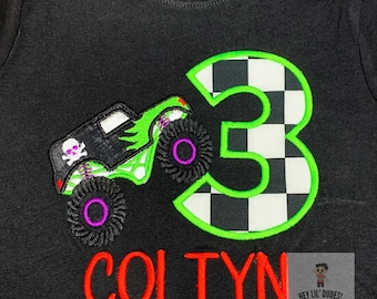 Boys Monster Truck birthday shirt, Racing trucks shirt, Big trucks derby outfit