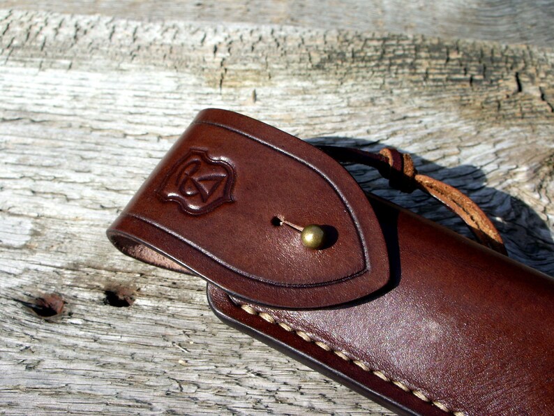 Leather knife belt pouch / folding knife sheath Etsy