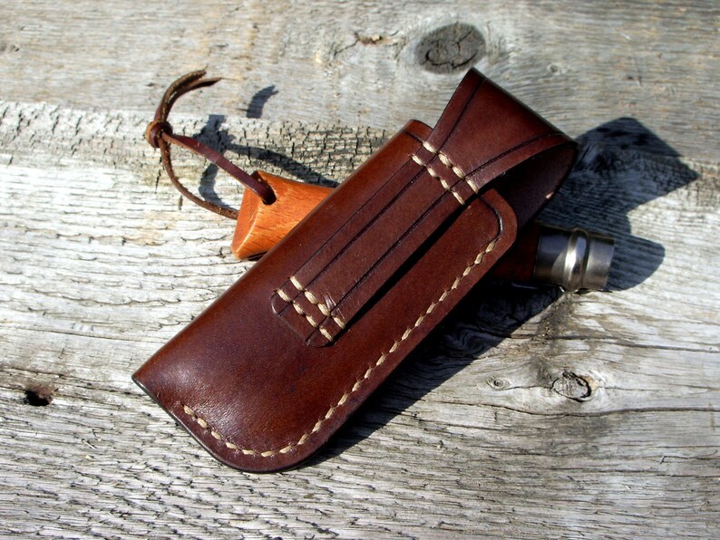 Leather knife belt pouch / folding knife sheath Etsy