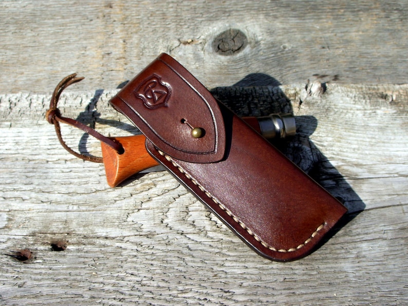 Leather knife belt pouch / folding knife sheath | Etsy