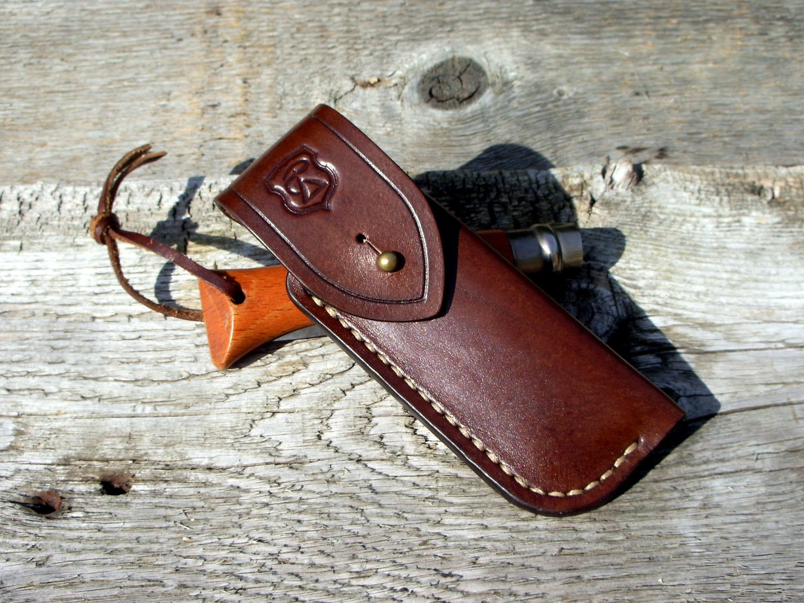Leather knife belt pouch / folding knife sheath Etsy