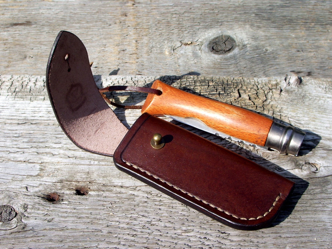 Leather knife belt pouch / folding knife sheath Etsy