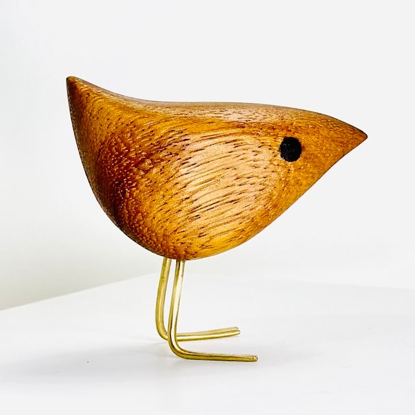 Statuetta in teak Happy Bird Mid Century moderna/danese in stile Jacob Hermann