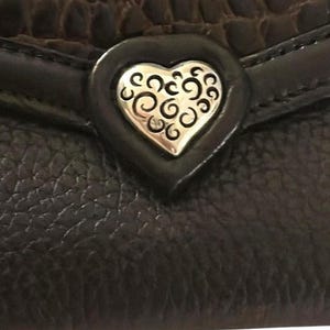 Vintage BRIGHTON Croc-Embossed Black Leather Crossbody Bag 3637/1 image 9