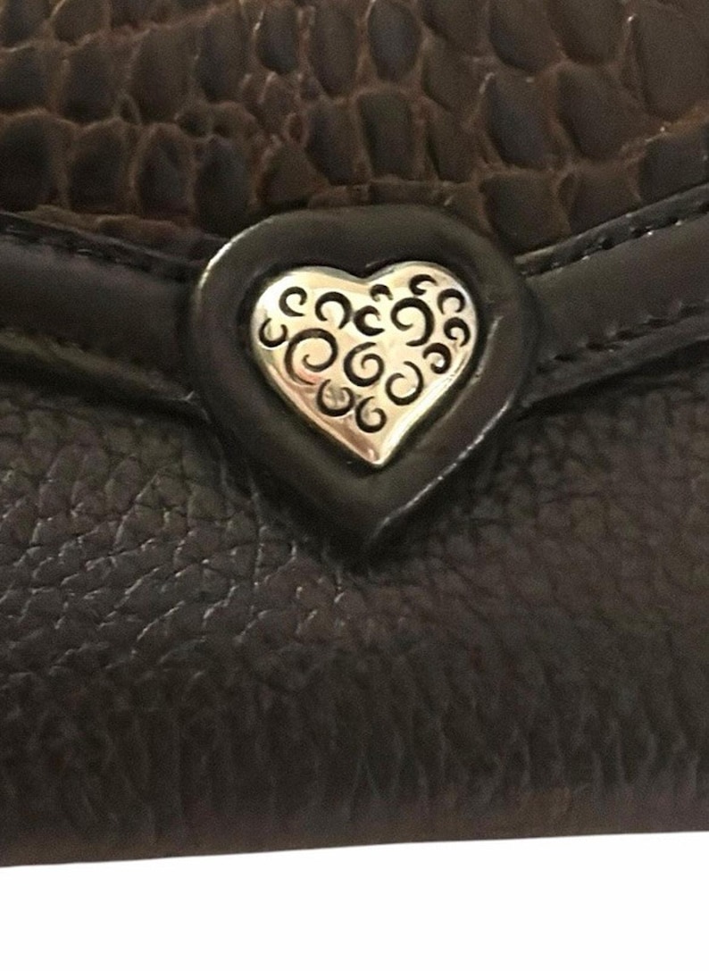 Vintage BRIGHTON Croc-Embossed Black Leather Crossbody Bag 3637/1 image 9