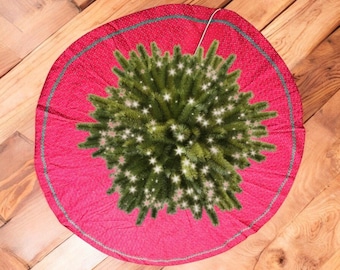 Vintage, handgefertigte Weihnachtsbaumdecke mit Weihnachtssternmotiv, rot-grün, 122 cm (48 Zoll), schneller Versand