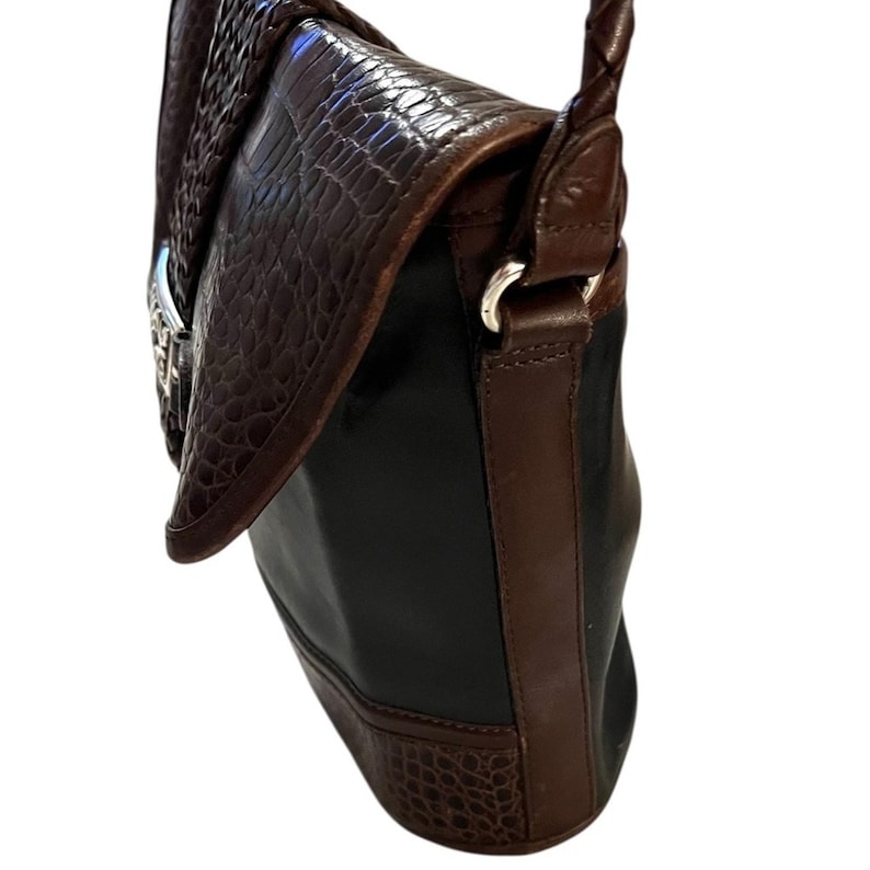 Bolso bandolera de piel vintage Brighton, color negro y marrón, envío rápido 3138-5 imagen 8