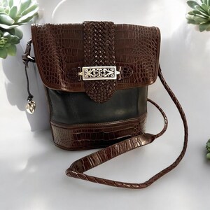 Bolso bandolera de piel vintage Brighton, color negro y marrón, envío rápido 3138-5 imagen 12