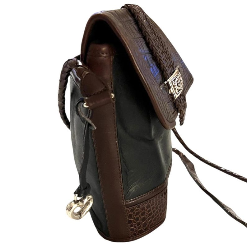 Bolso bandolera de piel vintage Brighton, color negro y marrón, envío rápido 3138-5 imagen 4