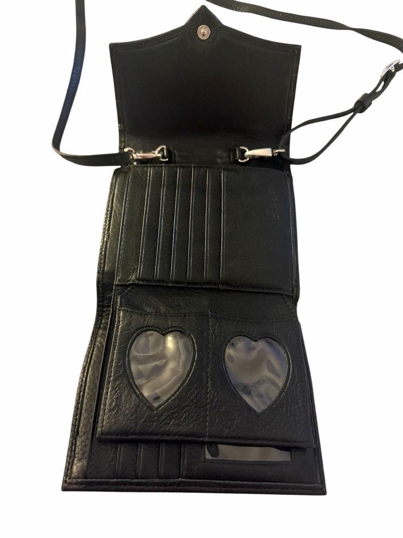 Vintage BRIGHTON Croc-Embossed Black Leather Crossbody Bag 3637/1 image 10