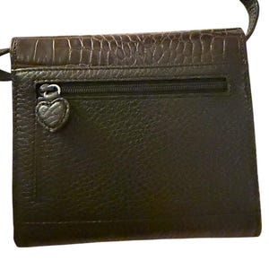 Vintage BRIGHTON Croc-Embossed Black Leather Crossbody Bag 3637/1 image 6