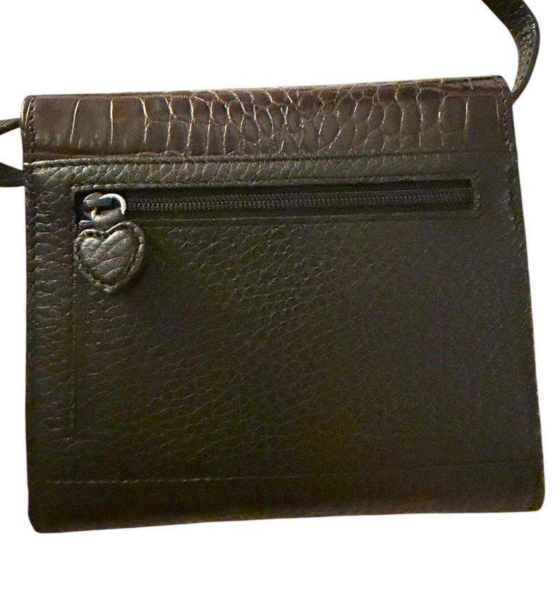 Vintage BRIGHTON Croc-Embossed Black Leather Crossbody Bag 3637/1 image 6