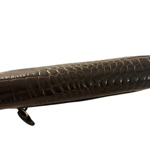 Vintage BRIGHTON Croc-Embossed Black Leather Crossbody Bag 3637/1 image 4