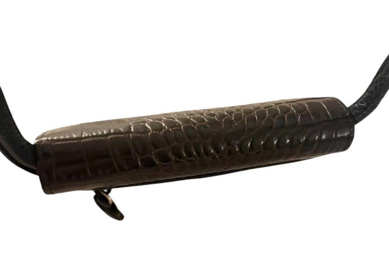 Vintage BRIGHTON Croc-Embossed Black Leather Crossbody Bag 3637/1 image 4