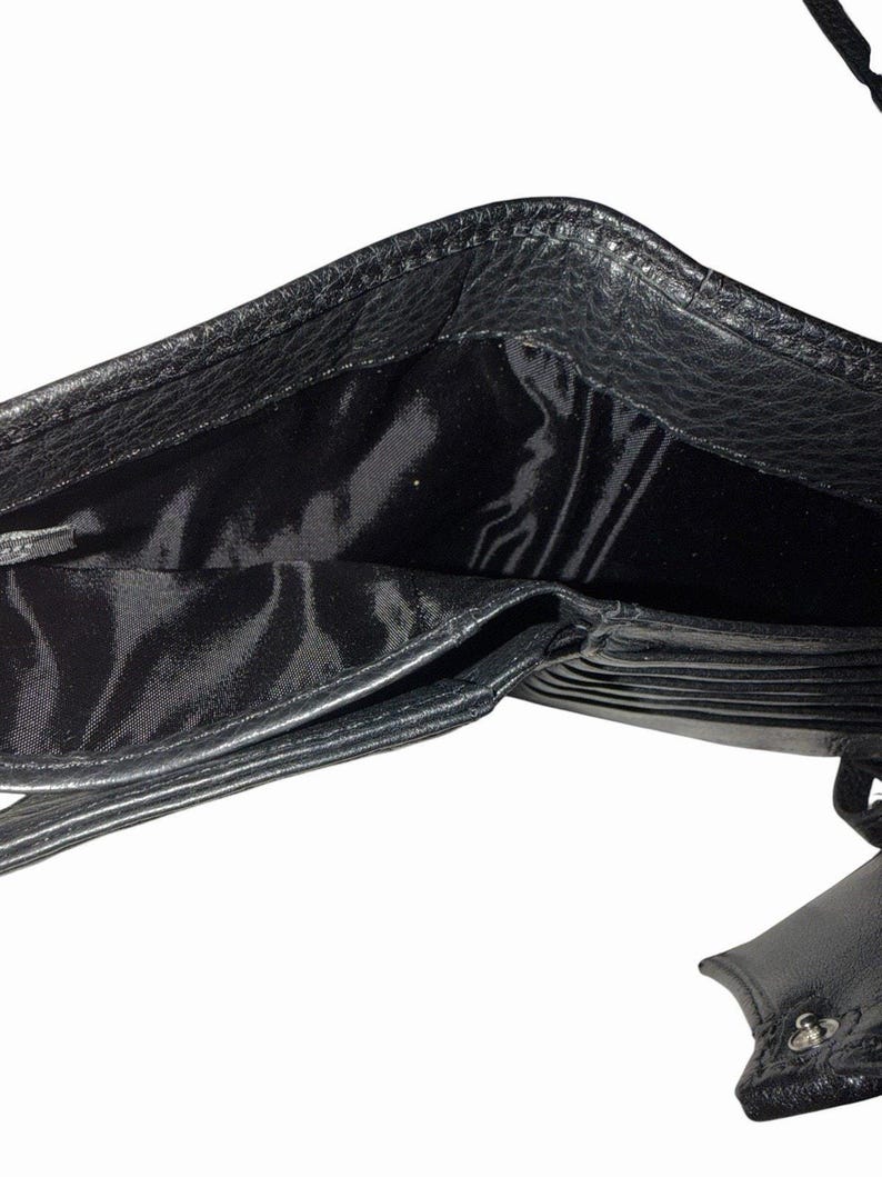 Vintage BRIGHTON Croc-Embossed Black Leather Crossbody Bag 3637/1 image 11
