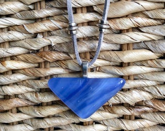Unique handmade beautiful glass pendant on leather necklace